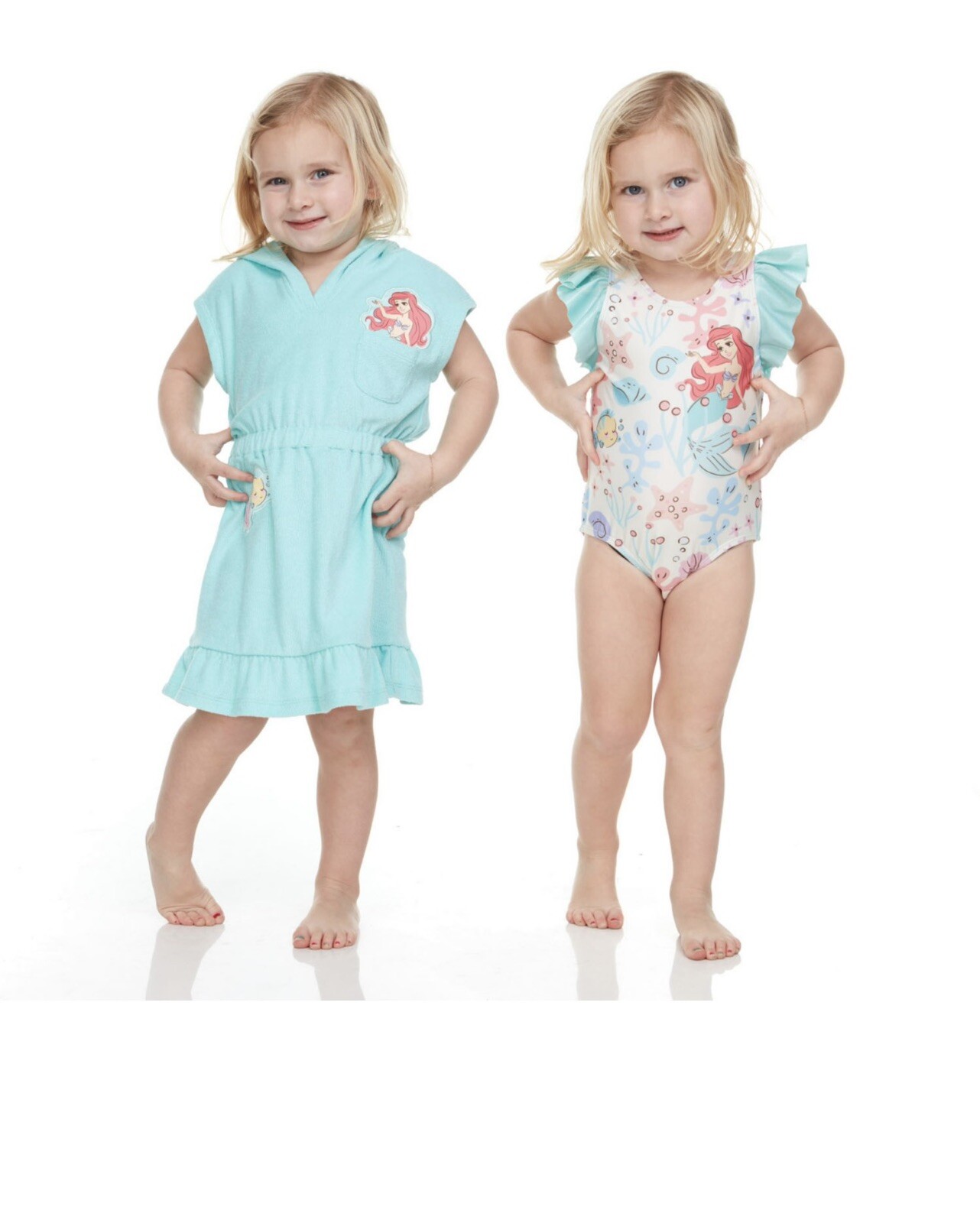Ariel Swimsuit Cover Up Hoodie Dress Girls 3 Piece Set Tankini Bikini
