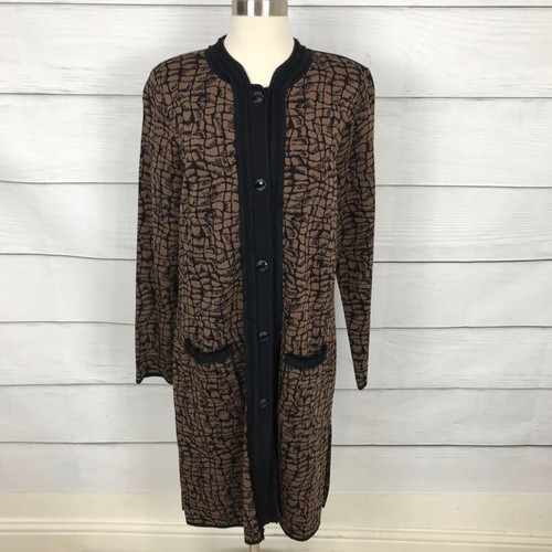 Exclusively Misook Brown Print Duster 