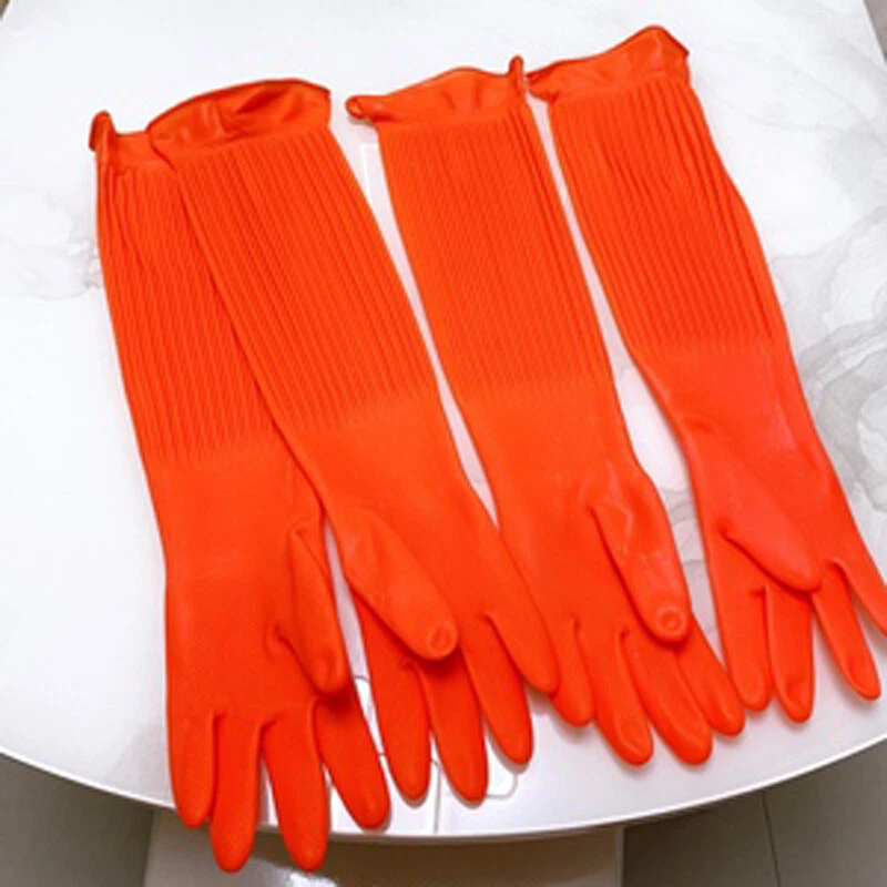 Unisex Dicke Latex Arbeitshandschuhe Langarm Wasserfest Reinigung Haushalt Tools - Bild 2 von 4