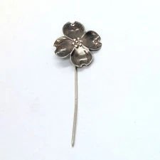Vintage Stuart Nye Hand Wrought Sterling Silver Flower Stick Pin Lapel Fashion