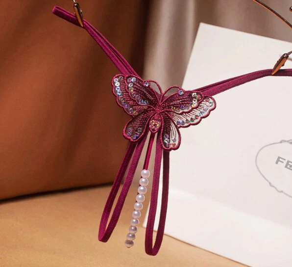 Rio String Tanga transparent Dessous Slip sexy Schmuck Schwarz Reizwäsche Spitze - Bild 2 von 4