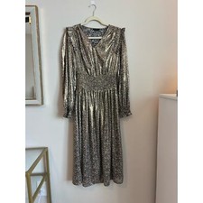 Anthropologie | Current Air | Lucia Shimmer Midi Dress| Small | Smocked Waist