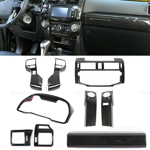 9x Carbon Fiber Steering Wheel Dash GPS Panel Cover Trim Kit For