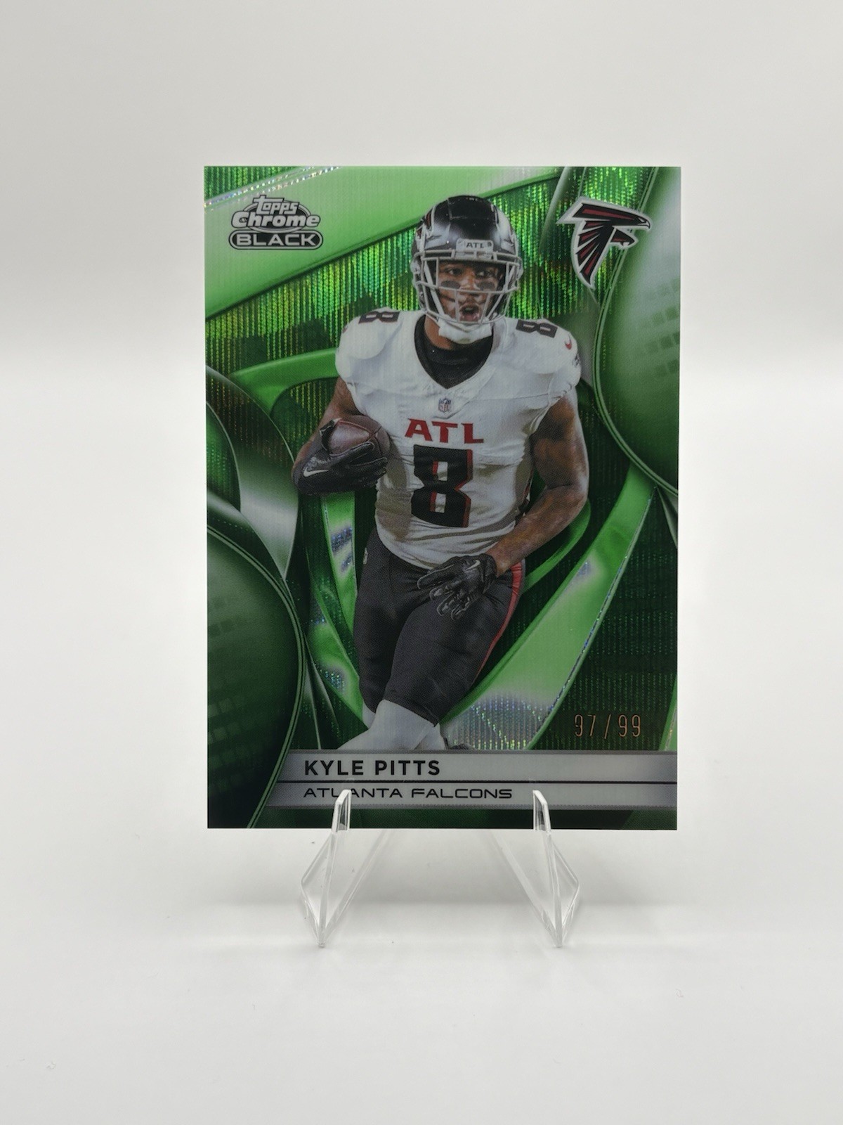 KYLE PITTS 2025 Topps Chrome Black Green /99 Refractor Falcons