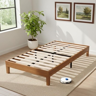 Solid Wood Bed Frame Bed Base with Wood Slat Support Sturdy Stylish Noise-Free