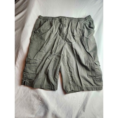 Classic Elements Woman Olive Green Cotton Cargo Shorts Elastic Waist Plus 20W