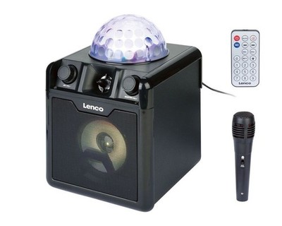 Karaokesystem mit Bluetooth, integriertem Akku, Mikrofon und Diskokugel LENCO