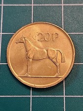 1986 Ireland 20 Pence Uncirculated - Free Shipping - Nice - Horse & harp. - B23