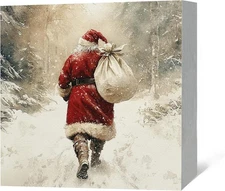 Vintage Christmas Santa Wood Box Sign Rustic Farmhouse Holiday Decoration