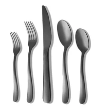 20 Piece Black Silverware Set, Kitchen Utensils Set, Silverware Cutlery Flatw...