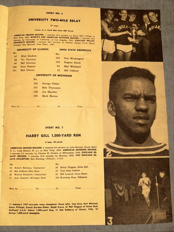 1948 Annual Chicago Daily News Relays Program Track & Field Paul Ramsayer Signed