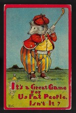 1 of Set of Cartoon Postcards Related 2 Wm H Taft as Billy Possum by Crite Golf