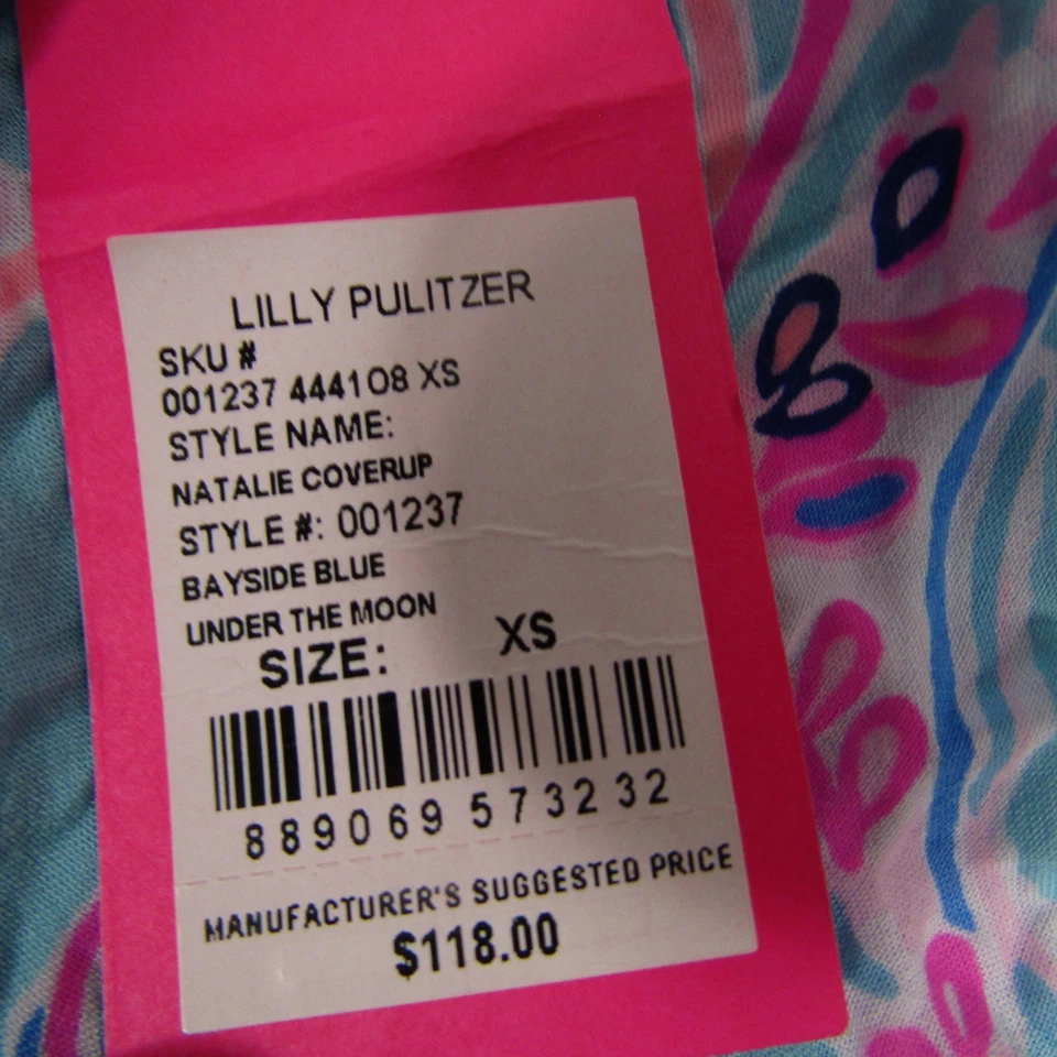 Lilly Pulitzer Natalie Coverup Mujer XS Bayside Azul Bajo la Luna Playa Nadar Foto 2 de 4