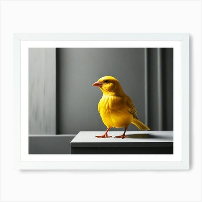 Gelber Vogel Kunstdruck gerahmt Wandbild Poster Leinwanddruck Bild