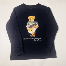 Boys POLO RALPH LAUREN Navy Long Sleeved Polo Bear T-Shirt. Size 6