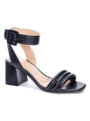 Chinese Laundry Women's Blest Smooth Heeled Sandal,Black Smooth