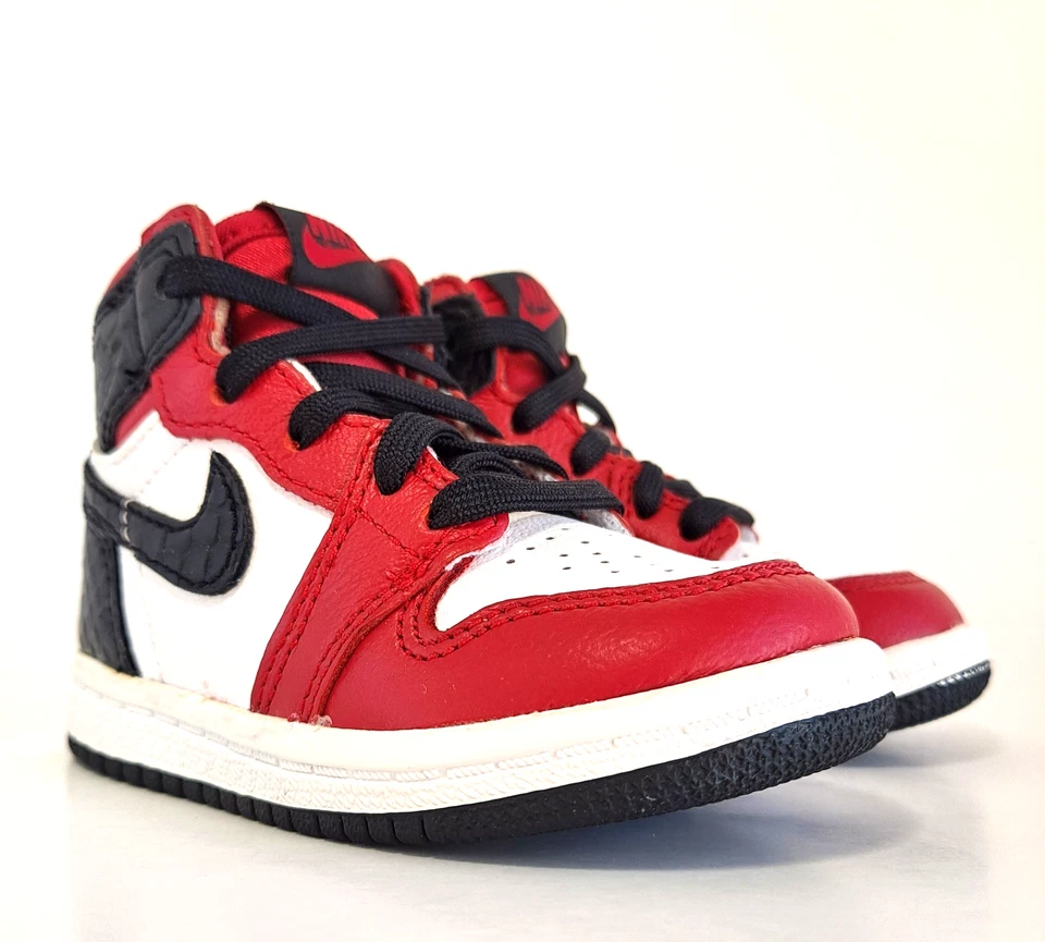 Nike Air Jordan 1 High OG Baby Toddler Sz 5c SATIN SNAKE CHICAGO black red white - Image 2 of 4