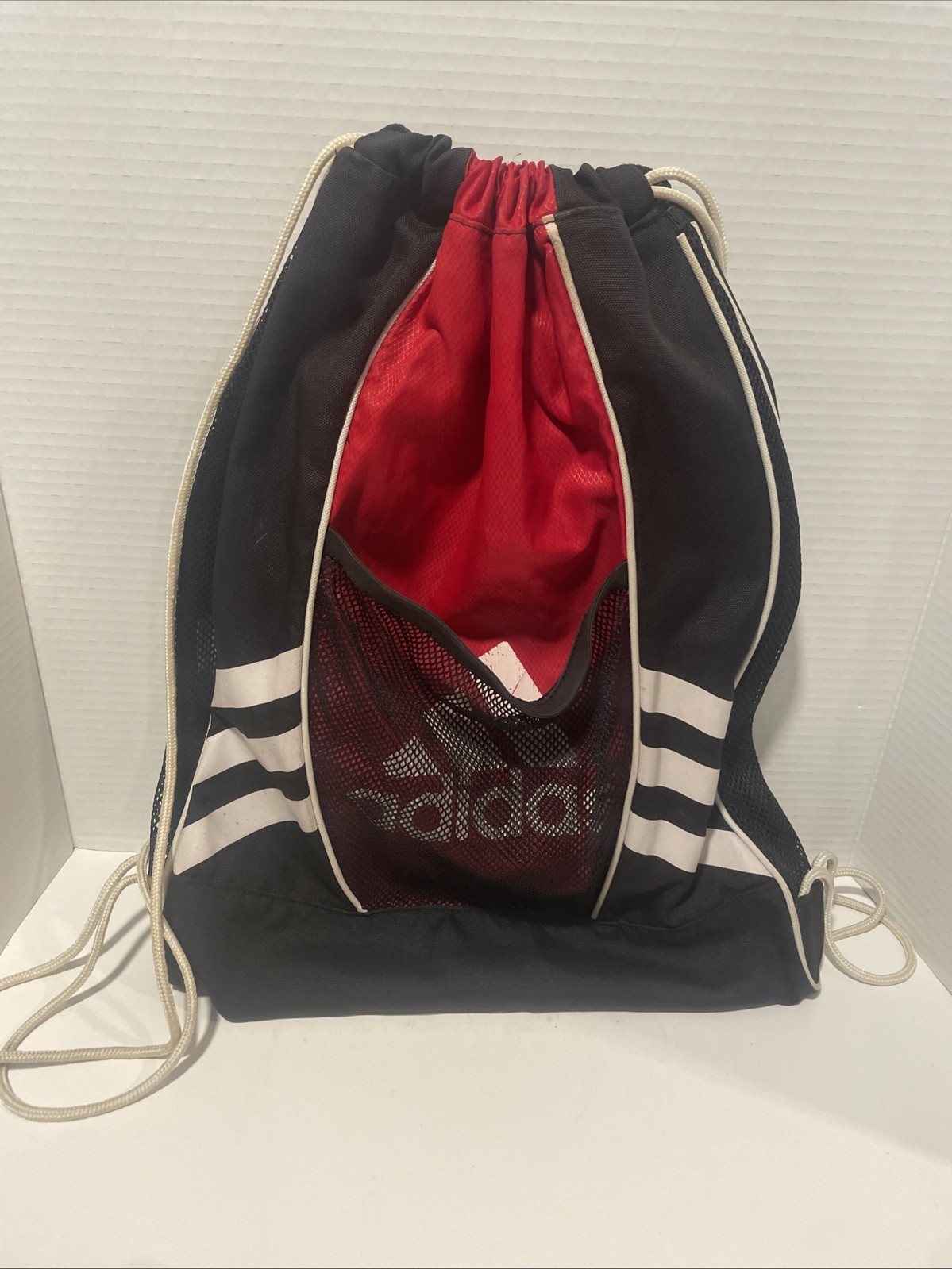 Adidas Drawstring Backpack Black/Red Sackpack Tra… - image 1