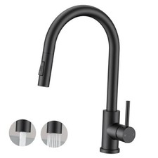 Kitchen Faucet, 2-Mode Pull Down Sprayer  Lead-Free, Classic Matte Black