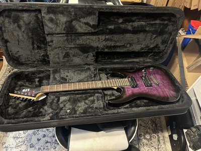 #ad ESP LTD MH 100QMNT Purple Marbled Electric Guitar with Peavey Padded Case $352.84
