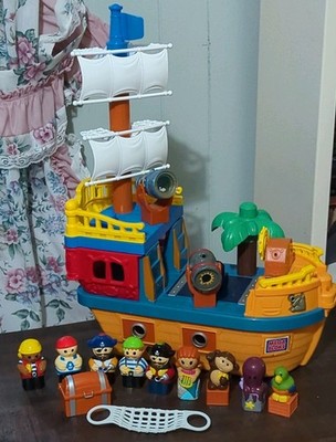 Mega Bloks Push Along Musical Pirate Ship Boat - My First Builders WORKS