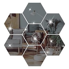 DIY Wall Decals Acrylic Mirror Sticker Set, Hexagon Mirror Wall Stickers for