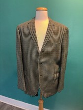 Vintage Blue and Brown Houndstooth Wool Sport Coat Blazer