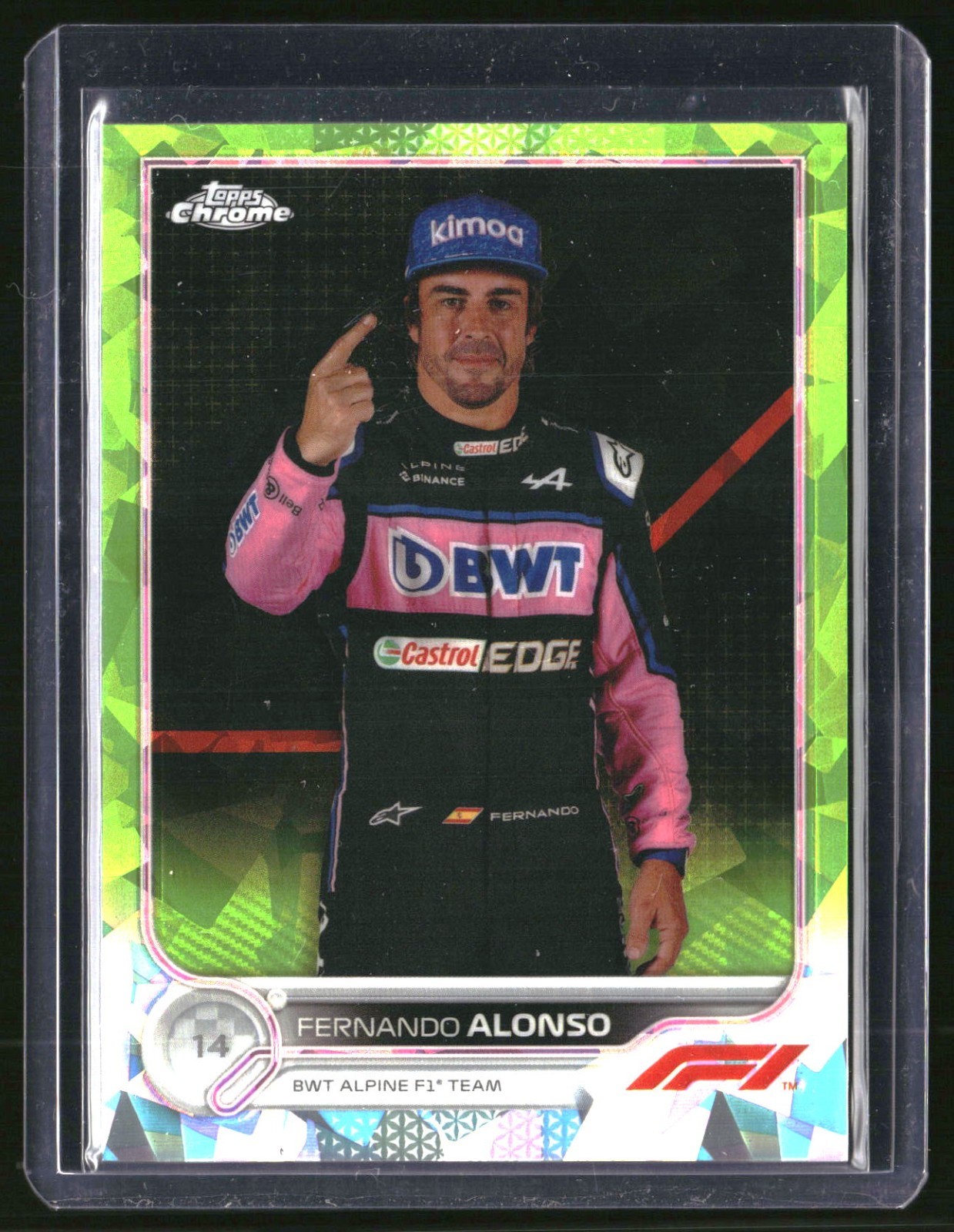 2022 Topps Chrome Sapphire F1 Fernando Alonso Portrait Chartreuse 090/199 #13