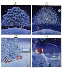 Set of 4 Tiles Eva Melhuish Scandinavian Art Tomte Nisse 6" x 6" Cork Back