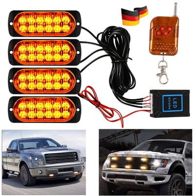 4x Auto 12 LED Frontblitzer Warnleuchten Blitzlicht Strobe Leuchte 12-V LKW DHL