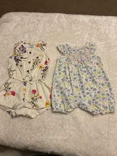 Baby 0-3 Months Rompers X2 Floral Patterned Colourful