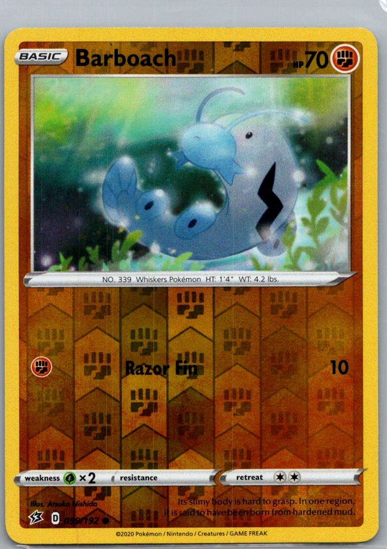 Barboach 099/192 Common Rebel Clash Pokemon Reverse Holo Lightly Played