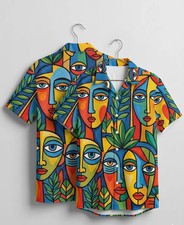 Mens Colorful Abstract Face Hawaiian Shirt