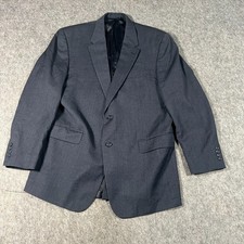 Jos A Bank Men's Sport Coat Blazer Size 46L Navy Two Button Houndstooth Wool