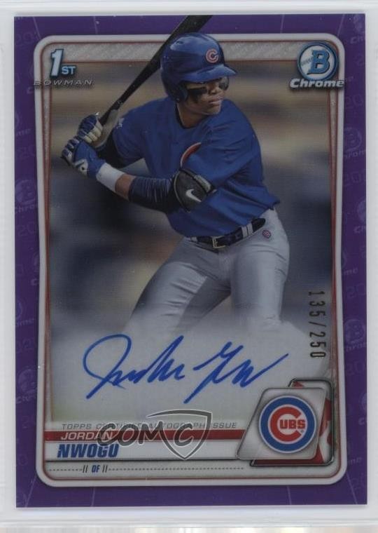 2020 Bowman Draft Chrome Picks Purple Refractor 135/250 Jordan Nwogu Auto 3hd