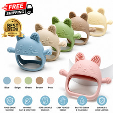 Silicone Baby Teether Never Drop Hand Teething Toy Newborn Infant Pacifier UK