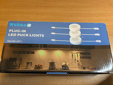 Under Cupboard LED Puck Lights Linkable UK Plug – Natural White Set of 3, 240v