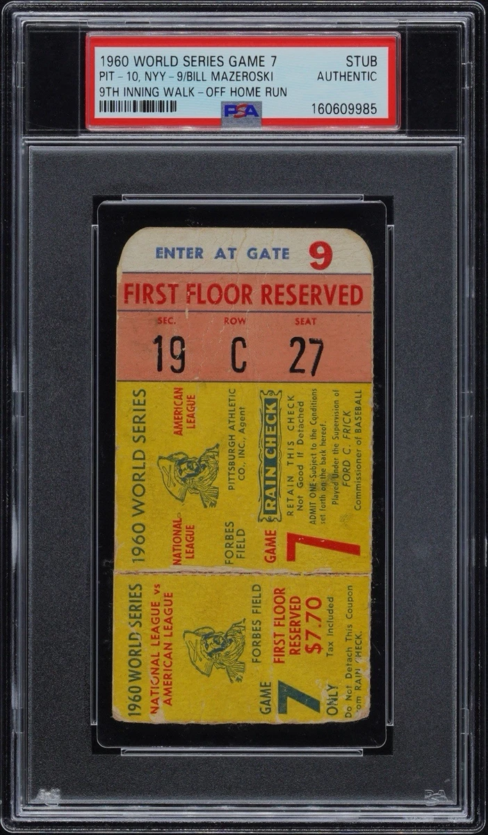Pittsburgh Pirates Baseball 1960 Vintage Sports Ticket Stubs for