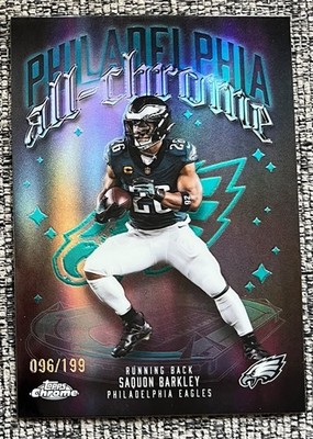 2025 Topps Chrome Saquon Barkley #ACT-3 All Chrome Team Aqua Refractor 96/199
