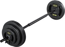 Barbell Weight Set, 45 LB Adjustable Free Weights Bar Set for Home Gym Streng...
