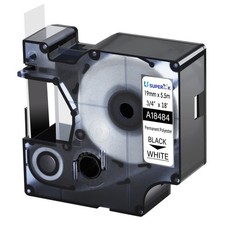 1PK 19mm Black on White IND Polyester Label Tape 18484 For DYMO Rhino 5000