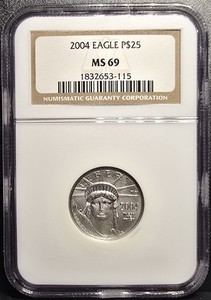 🔥2004 $25 American Platinum Eagle 1/4 Oz Platinum NGC MS 69