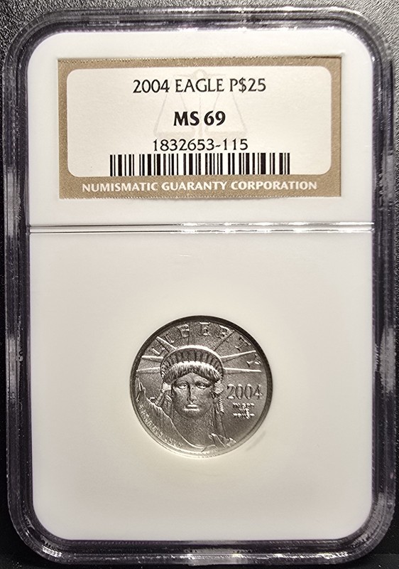 🔥2004 $25 American Platinum Eagle 1/4 Oz Platinum NGC MS 69