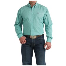 MTW1106034 Cinch Men's Long Sleeve Button down Western Shirt - Teal Print NEW