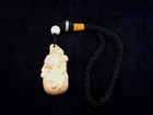 Japanese Boxwood Hand Carved Netsuke Bottle Gourd Baby Gourd & Leaves FREE STRAP — photo 7