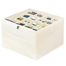 Shoe Organizer for Closet with Clear Cover and Adjustable Dividers,16-Slot Sh...
