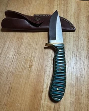 Rite Edge Hunter Fixed Knife 3.75" Stainless Steel Blade Green Pakkawood Handle