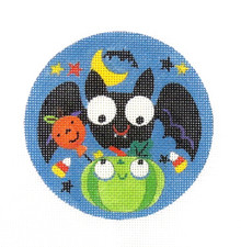 PLD Designs Halloween Black Bat Ornament Handpainted Needlepoint Canvas