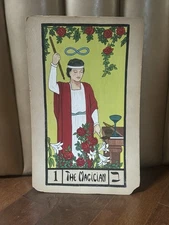 Vintage The Magician Hand Painted Waite Tarot Card Picture Occult Rare 22” X 14”