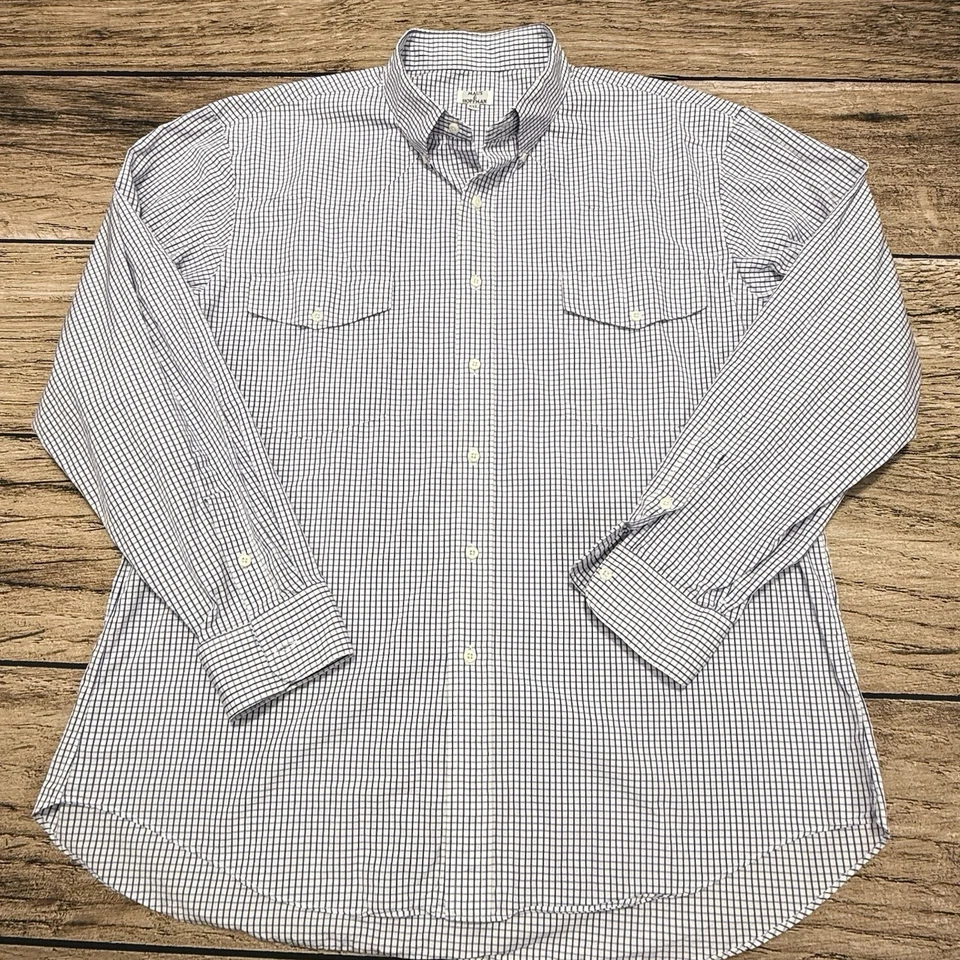 Camisa Maus & Hoffman Para Hombre XXL Azul Blanco Cuadros Ventana Manga Larga Algodón EE. UU. Foto 2 de 4